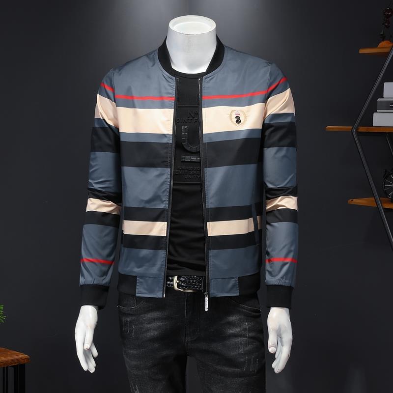 Contrast Striped Jacket Casual Men's Thin Jacket