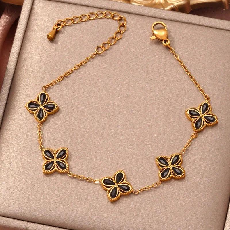 Small Flowers Inlaid Zircon Bracelet For Women