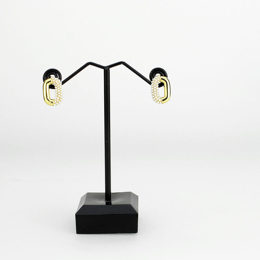 3W1793 - Flash Gold Brass Earring with Synthetic in White
