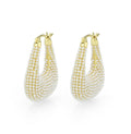 3W1795 - Flash Gold Brass Earring with Synthetic in White