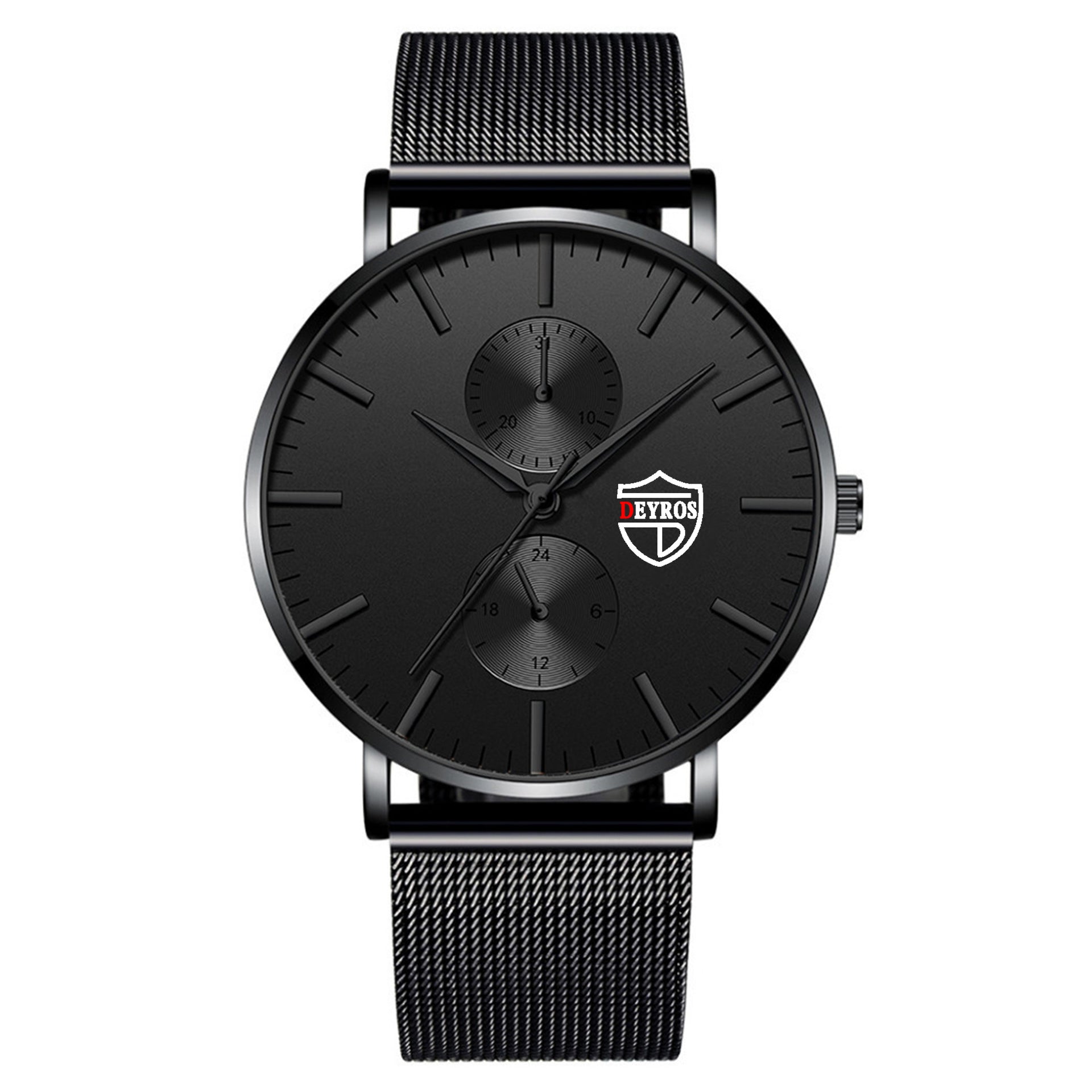 Black 3Bar Watch Men Women'S Watches Ladies Watch With Crystals  Fashion Stainless Steel Band Comfortable Wristwatch