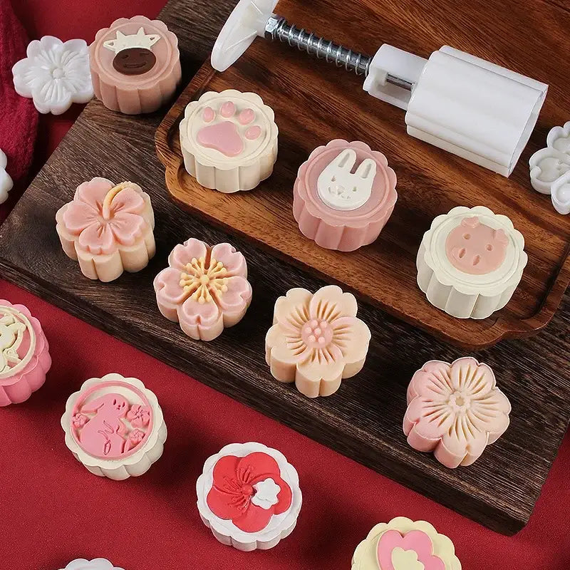 3d cherry blossom mooncake mold for kitchen baking