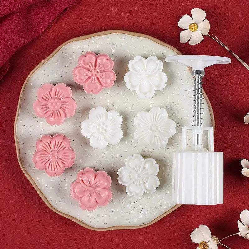 3d cherry blossom mooncake mold for kitchen baking