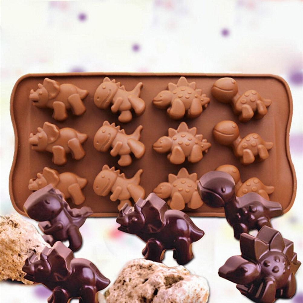 3D Dinosaur Silicone Fondant Mould Cake Chocolate Candy Fondant Candle Soap Craft Cake Mold Baking Cute Dinosaur Silicone Cake Molds Kid's Dino Chocolate Mold Tray