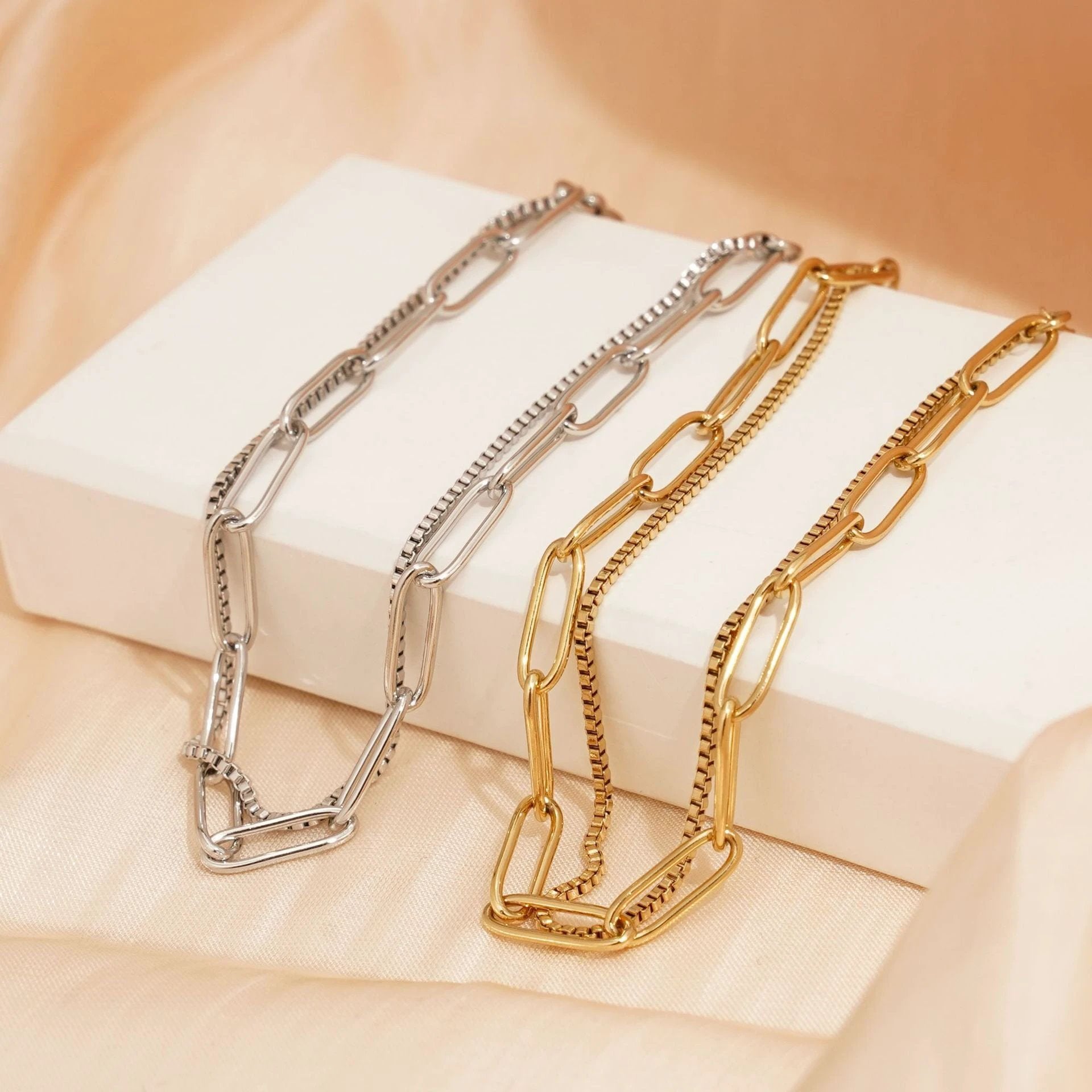Double Layer Twin Titanium Steel Bracelet Ins Cold Style European And American Women