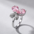 3W051 - Rhodium Brass Ring with AAA Grade CZ  in Rose