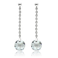 3W082 - Rhodium Brass Earrings with AAA Grade CZ  in Clear