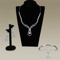 3W1095 - Rhodium Brass Jewelry Sets with AAA Grade CZ  in Clear