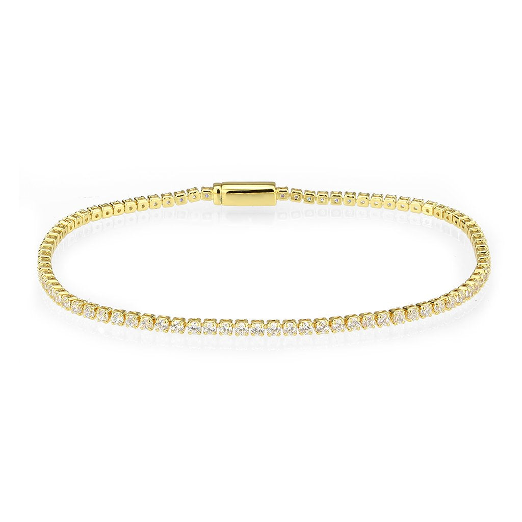 3W1683 - Gold Brass Bracelet with AAA Grade CZ in Clear