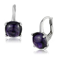3W353 - Rhodium Brass Earrings with AAA Grade CZ  in Amethyst