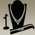 3W925 - Rhodium Brass Jewelry Sets with AAA Grade CZ  in Clear
