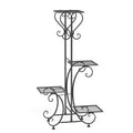 Ornate black 4 tier metal plant stand for living room garden