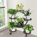 Modern black and red tiered plant stand shelf for living room