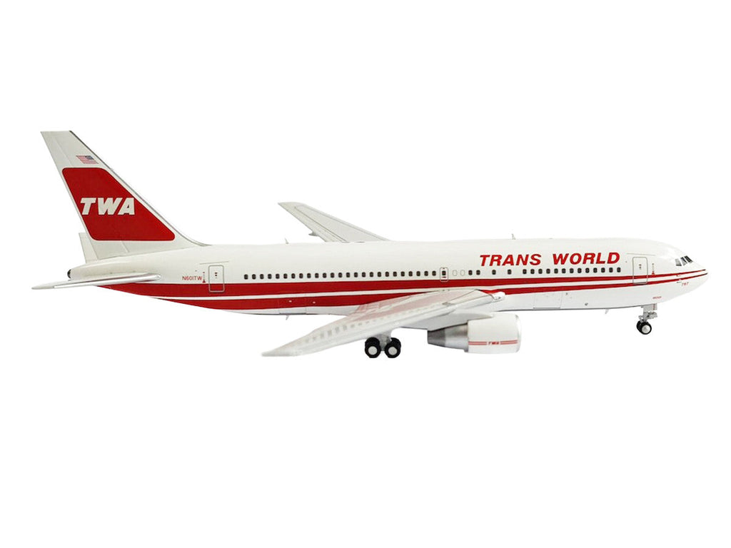 Boeing 767-200ER Commercial Aircraft "Trans World Airlines" (N601TW) White with Red Stripes 1/400 Diecast Model by V1:400