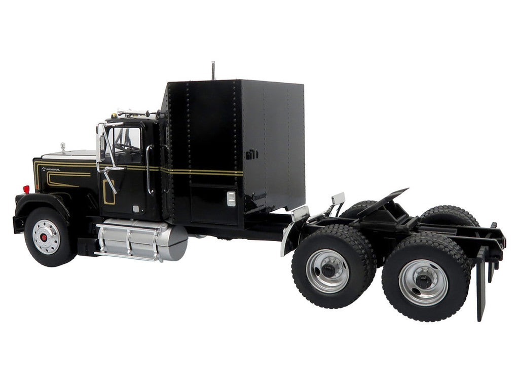 1980 GMC General Truck with Box Trailer Black with Gold Stripes and 1982 Pontiac Firebird Trans Am Black "Knight Set" "North American Vintage Truck Collection" Limited Edition to 252 pieces Worldwide 1/43 Diecast Model by Iconic Replicas
