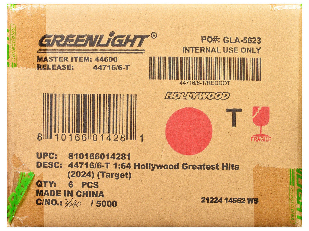 "Hollywood Greatest Hits" (2024) Set of 6 pieces 1/64 Diecast Model Cars by Greenlight