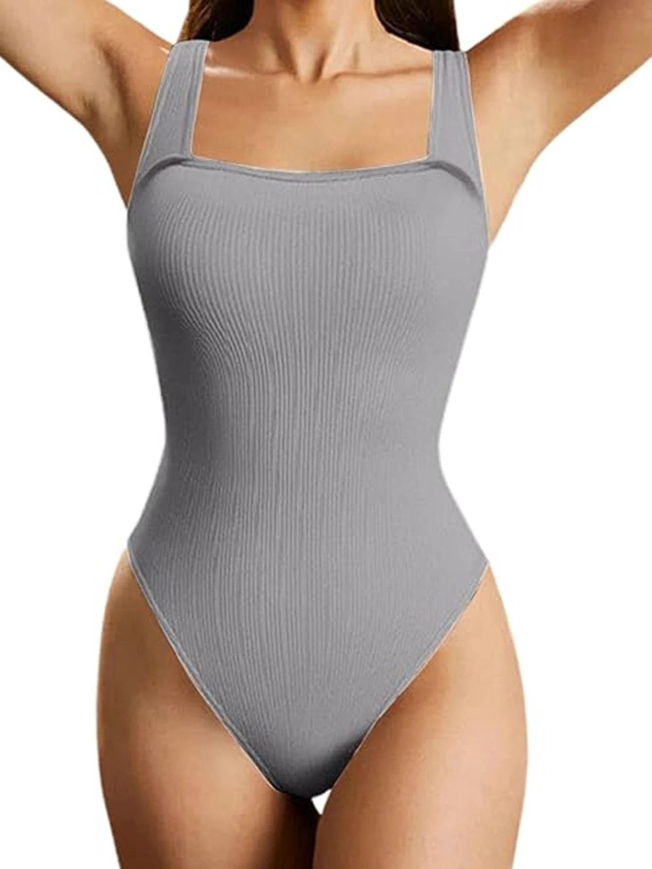 4 Pack Women body suit  One Piece Bodycon Unitards Tummy Control Bodysuit Square neck