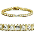 47205 - Gold Brass Bracelet with AAA Grade CZ  in Clear