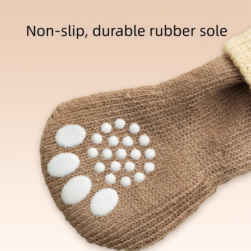 Pet Socks, Long Tubes, Anti-slip And Dirt-resistant Socks For Dogs, Four Pairs, Dog Shoes For Going Out, Foldable Joint Bichon Frise Socks