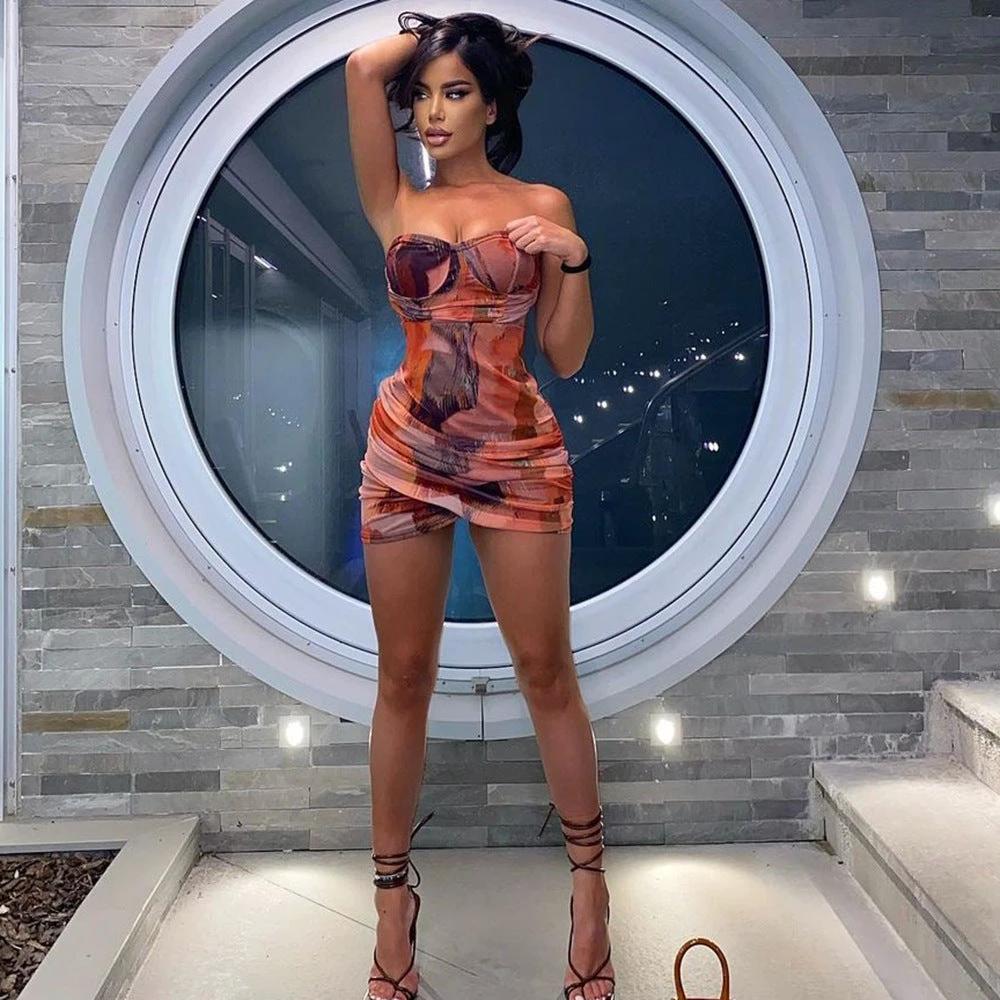Women's Underwire Wrap Chest Cutout Pleated Cross-Wrapped Hip Dress