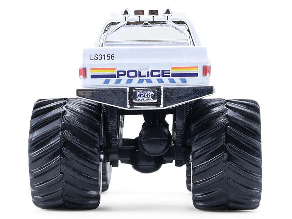 1986 Chevrolet Silverado Monster Truck "Royal Canadian Mounted Police" White with Stripes "Kings of Crunch - Hot Pursuit" Special Edition 1/64 Diecast Model Car by Greenlight