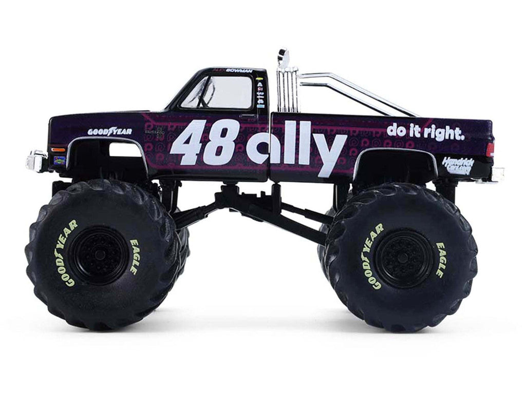 1984 Chevrolet Silverado Monster Truck #48 "Ally" Black and Purple with Graphics "Kings of Crunch - Hendrick Motorsports Tribute" Special Edition 1/64 Diecast Model Car by Greenlight