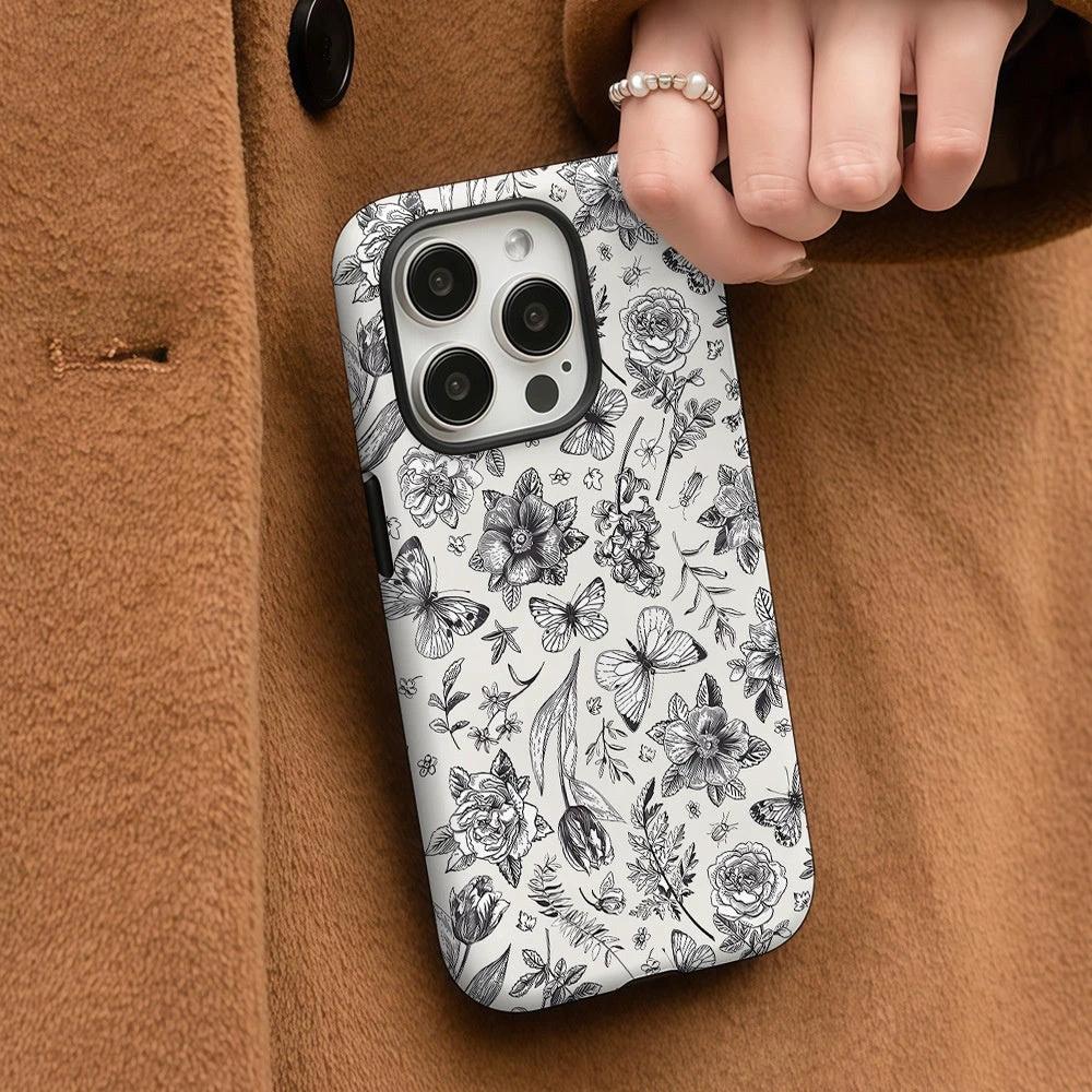 Anti-fall Feilin Phone Case Retro Illustration Butterfly