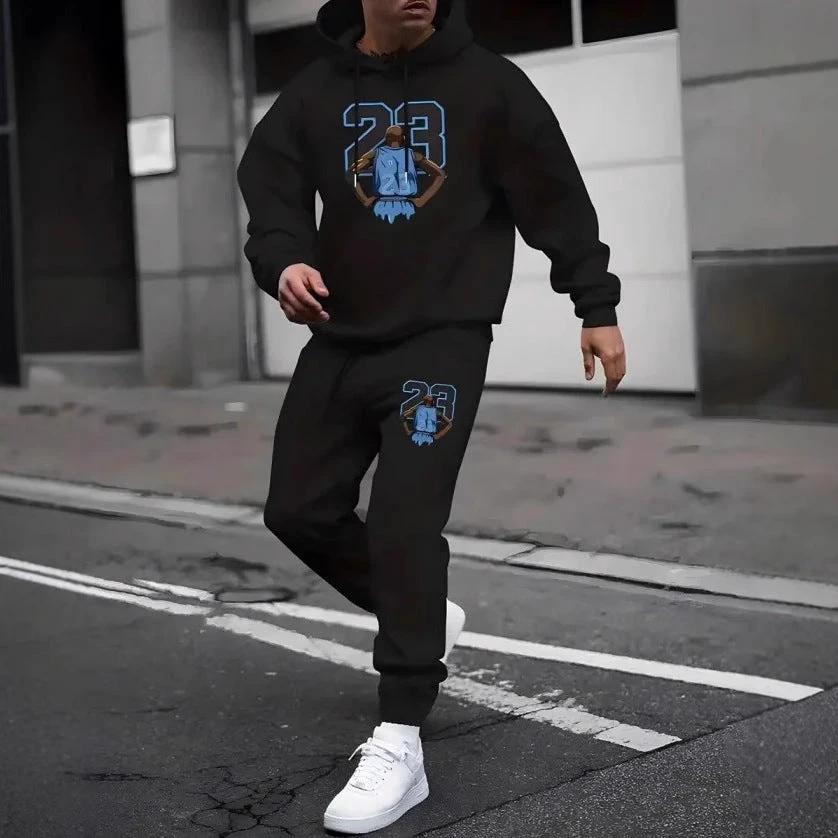 Men's Fashion Trendy Casual All-matching Hooded Sweatshirt And Sweatpants Suit