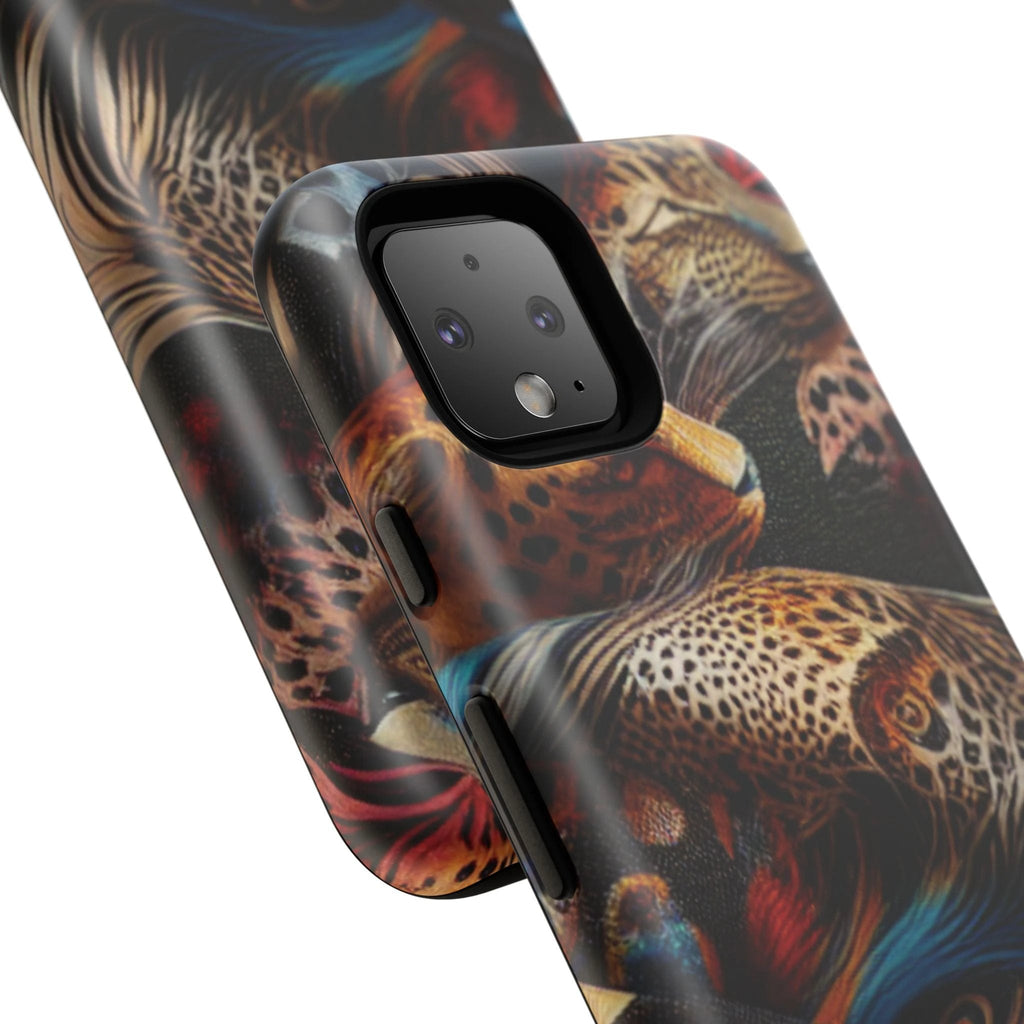 Stylish Tough Phone Case with Elegant Black and Gold Design