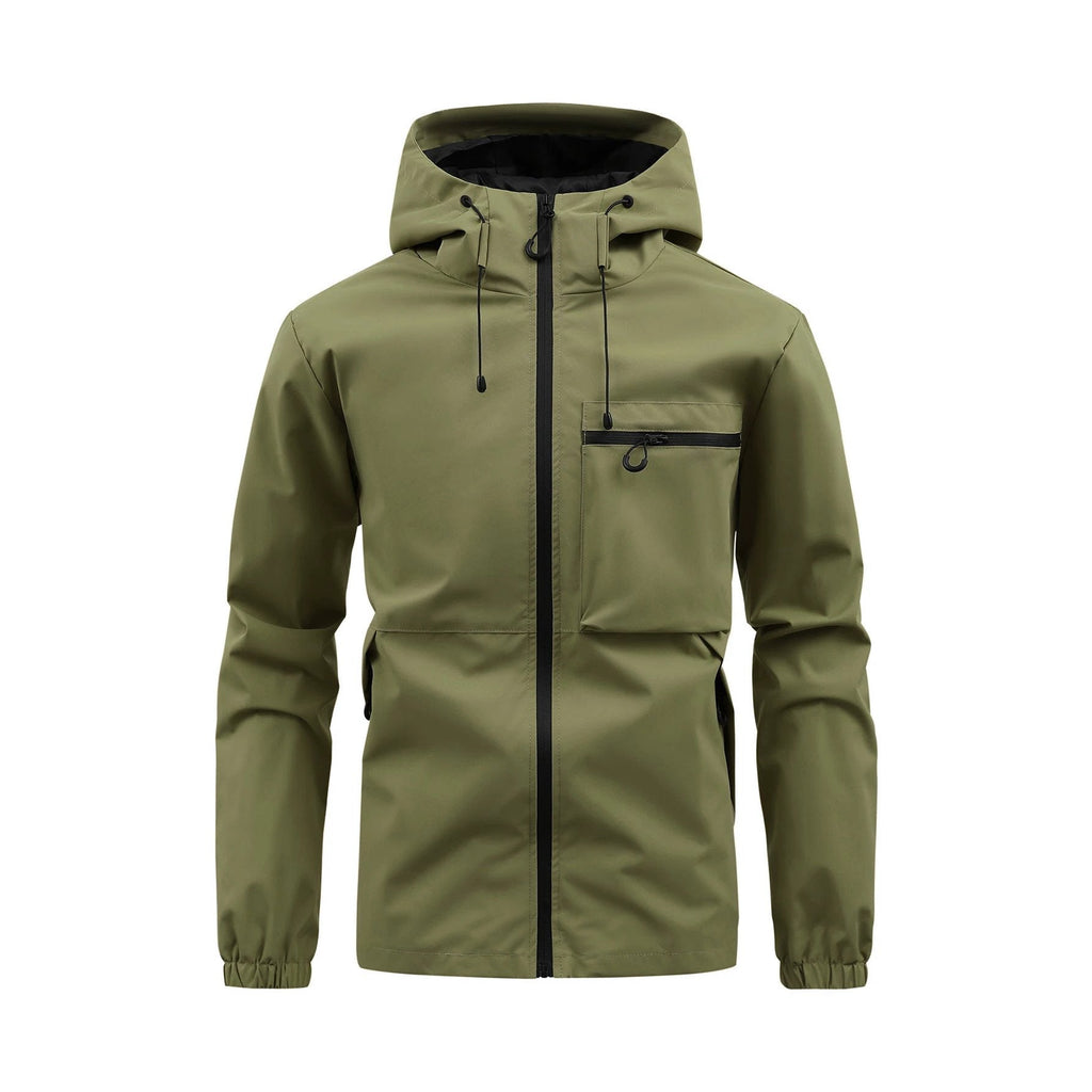 Men's Fashion Casual Hooded Solid Color Multi-pocket Work Pants Outdoor Coat