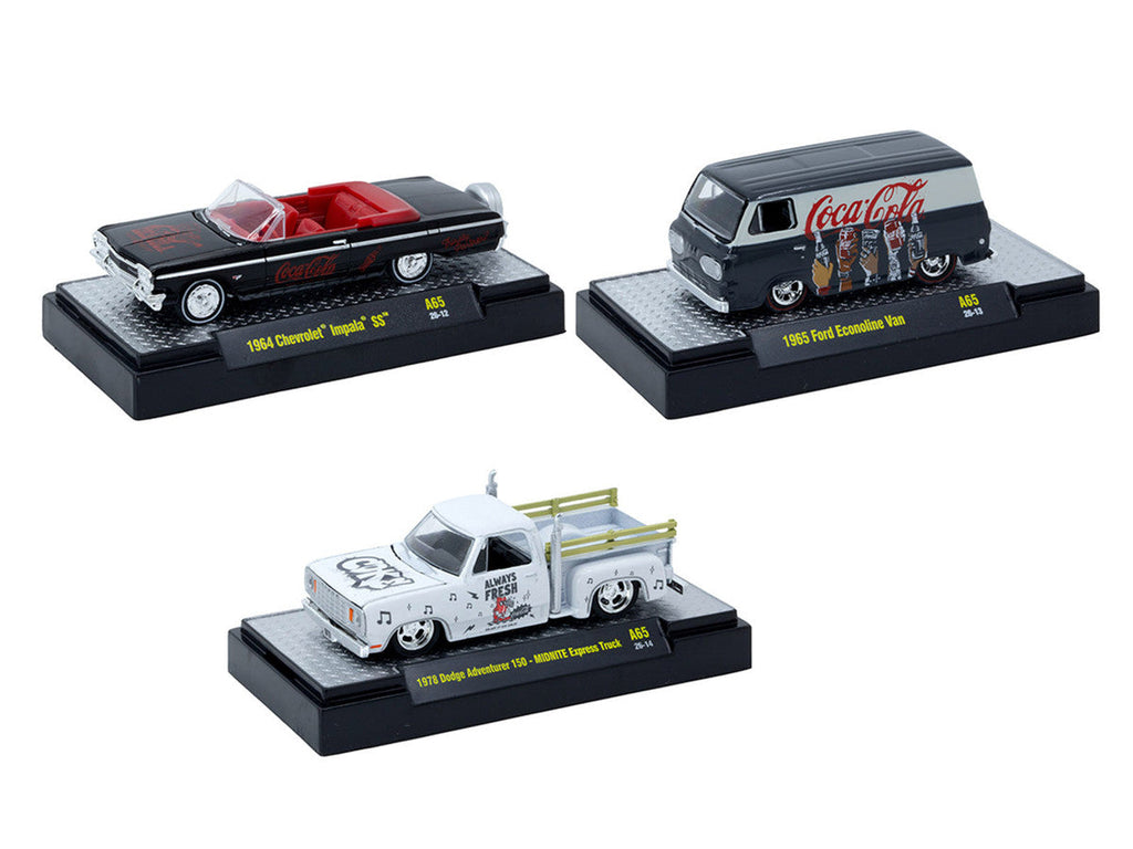 "Coca-Cola" Set of 3 pieces Release 65 Limited Edition to 4800 pieces Worldwide 1/64 Diecast Models by M2 Machines