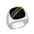 LO5M019- Brass Ring with Epoxy  in Jet Rhodium Plated