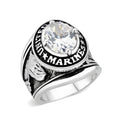 LO5M071 - Rhodium Plated Brass Ring with  CZ Clear