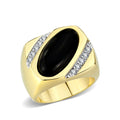 LO5M183-Ion Gold  Plated  Brass Ring with Black Onyx