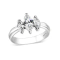 LO5S061- Sterling Silver Ring with CZ In Clear High Polished( NO Plating)