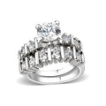 LO5W098- Rhodium Plated Brass Ring with CZ In Clear