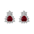 LO5S127 - Sterling Silver  Earrings With  CZ Red In High Polished( No Plated)