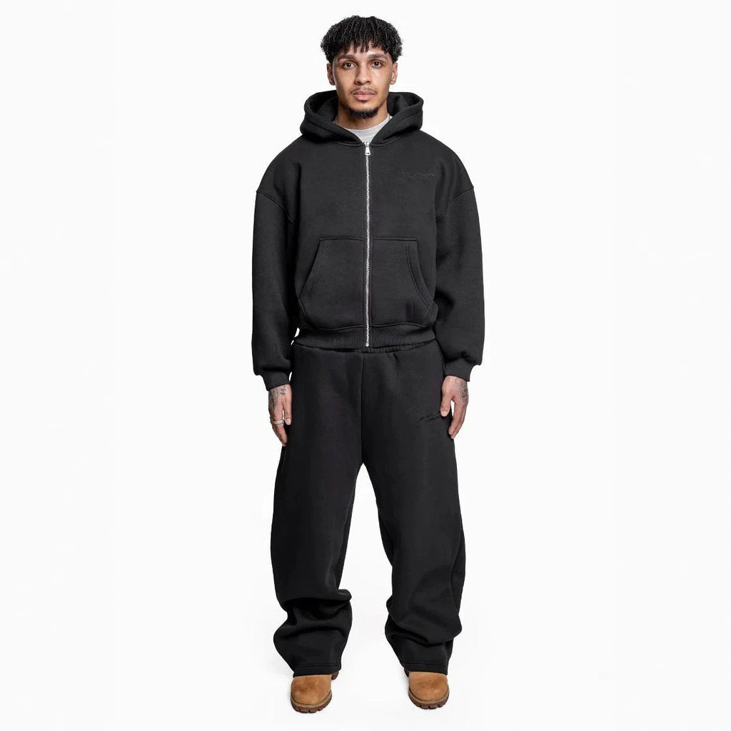 Street Fashion All-match Sweater Loose Straight Pants Set