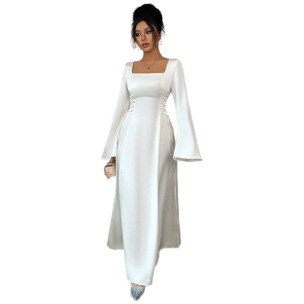 Elegant Solid Color Long Sleeve Dress Women's Clothing