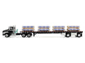 Mack Pinnacle Day Cab with Minimizer Parts & 53' Wilson Roadbrute Flatbed Trailer with "Carlisle Roofing" Loaded Pallets Black with Silver Top and Stripes 1/64 Diecast Model by DCP/First Gear