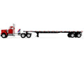 White Western Star 4900 Day Cab with 48’ Utility Flatbed Trailer Viper Red 1/64 Diecast Model by DCP/First Gear