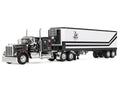 Kenworth W900A with 60" Flat Top Sleeper and 40' Vintage Trailer with Reefer "Dick Simon Trucking" Black with Graphics 1/64 Diecast Model by DCP/First Gear