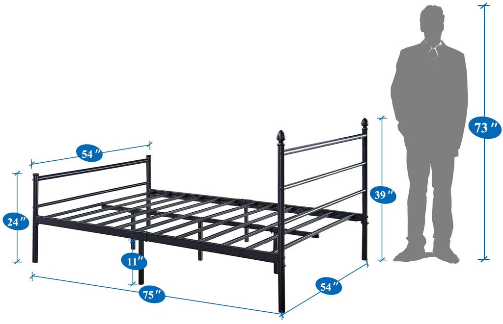 Full Size Metal Bed Frame Platform Mattress Foundation/Box Spring Replacement with Headboard