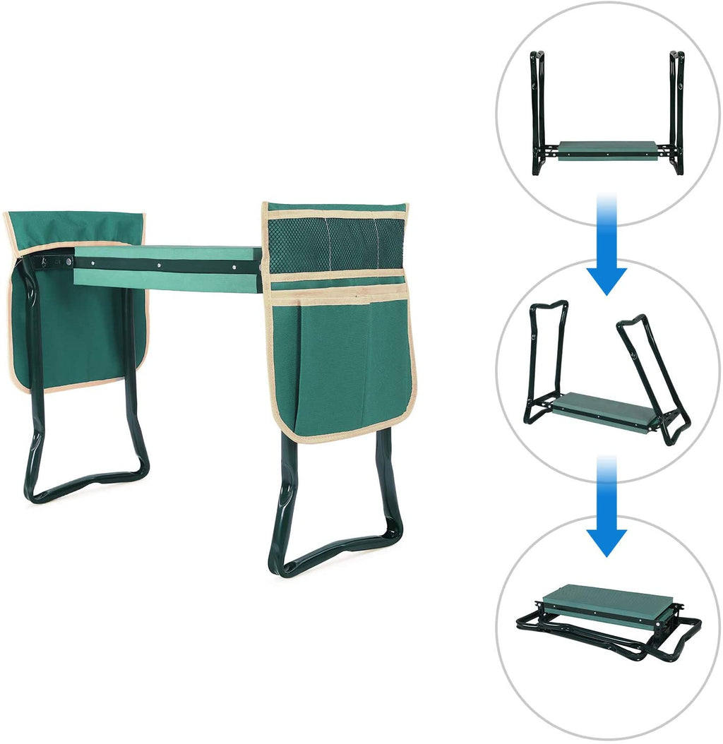 Folding Garden Kneeler , Folding Bench Stool with Kneeling Pad for Gardening