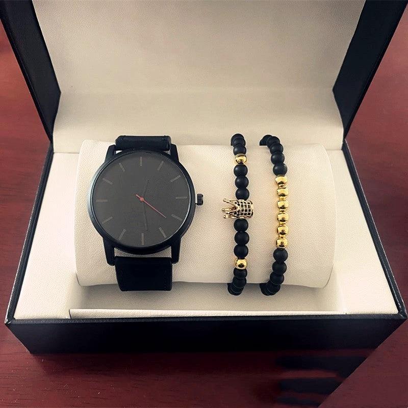Men's Large Dial Casual Simple Scale Frosted Band Quartz Crown Bracelet/Watch