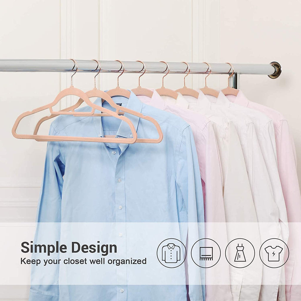 50 Velvet Coat Hangers Bundle with 30 Skirt Hangers, Space-Saving Closet Organization, Swivel Hooks