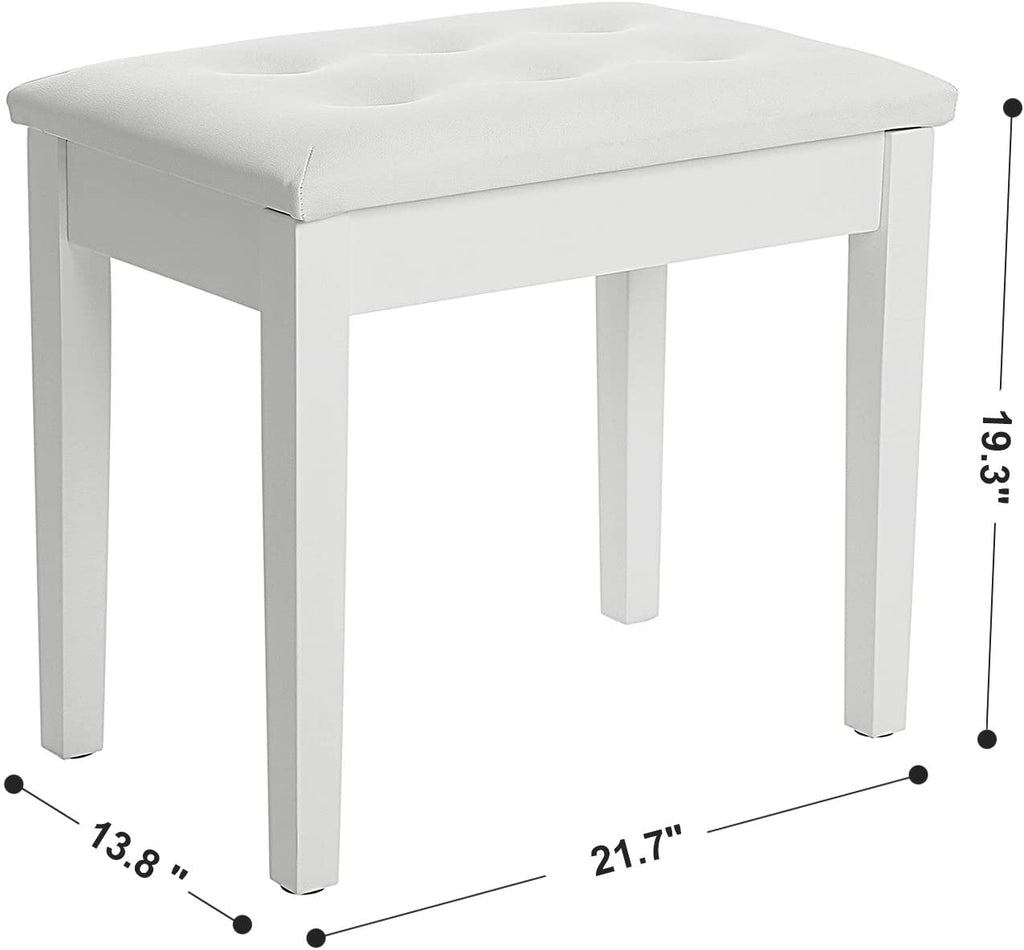 Padded Wooden Piano Vanity Bench Stool with Music Storage