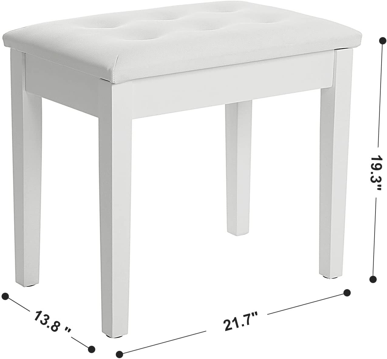 Padded Wooden Piano Vanity Bench Stool with Music Storage