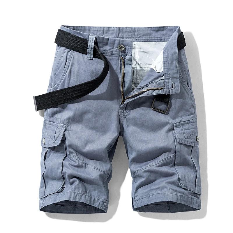 Men's Cotton Shorts Retro Multi-pocket Straight Casual Shorts