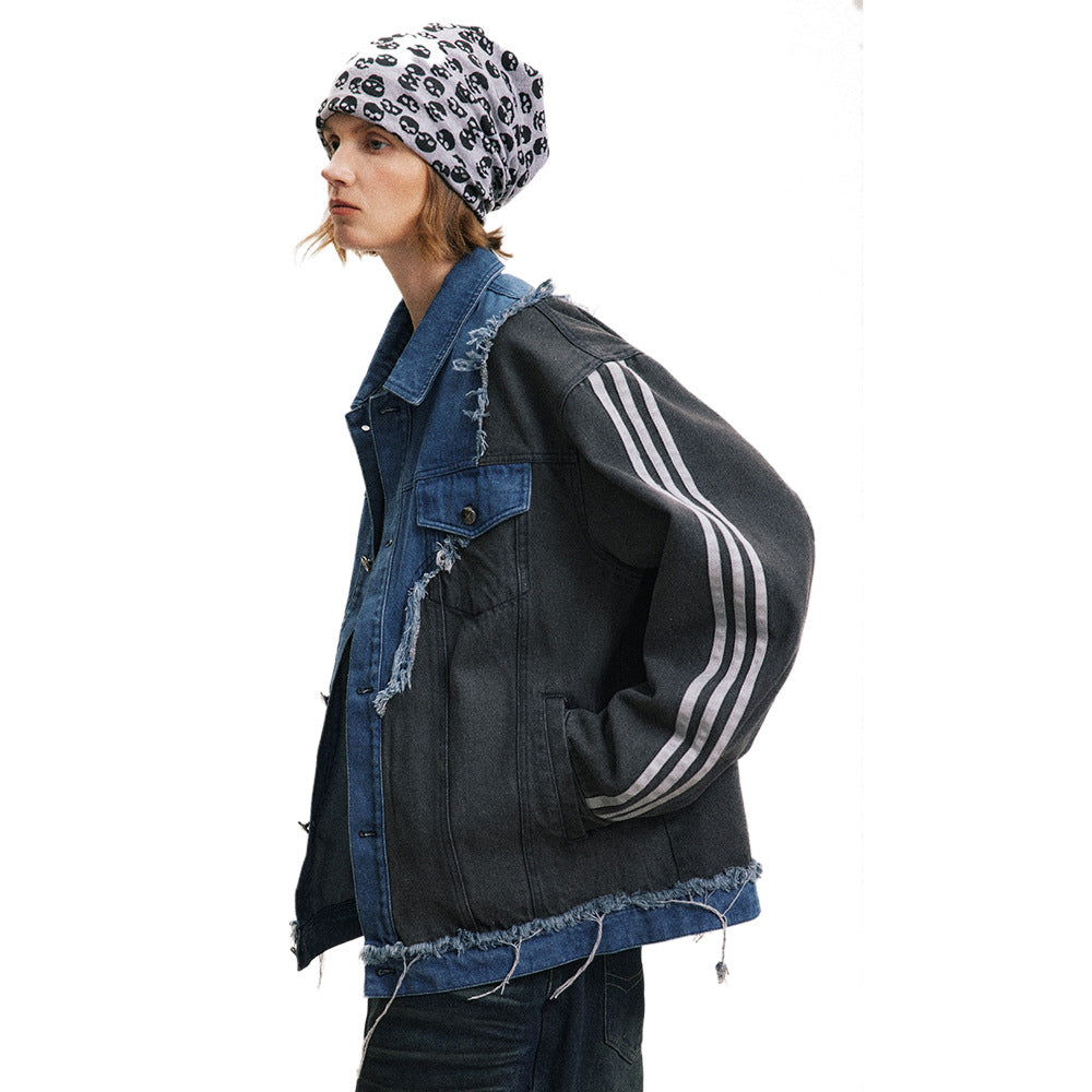 Coat Irregular Color Contrast Patchwork Burr Design Sense